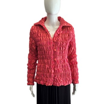 Coral Silk Cocoon Jacket