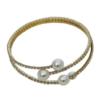 Adjustable Multi-Strand Pearl & Crystal Bracelet