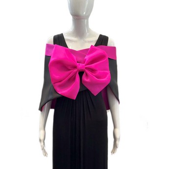 Two Tone Wrap in Black & Fuchsia with Bow