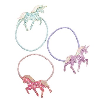 Ponytail Holder Set: Blue, Pink & Purple Unicorns