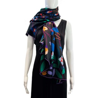 Night Garden Double-sided Wool/Silk Shawl