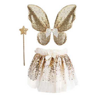 Gold Sequins Set: Skirt, Wand & Wings