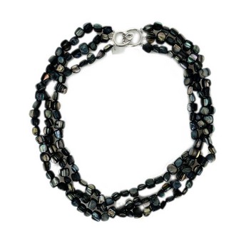 3-Strand Mother of Pearl Necklace in Midnight