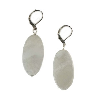 White Mother of Pearl Oval Earrings