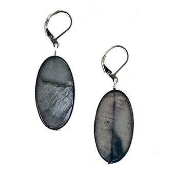 Black Mother of Pearl Oval Earrings