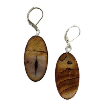 Brown Mother of Pearl Oval Earrings