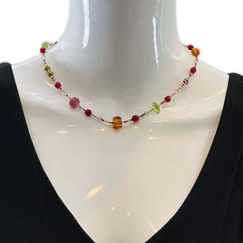 Cascade Necklace with Multicolor Murano Glass Beads