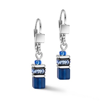 Blue Geocube Earrings