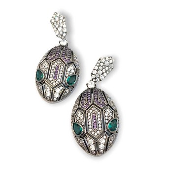 Snake Earrings in Gunmetal