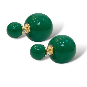 Front/Back Stud Emerald-Colored Earrings 