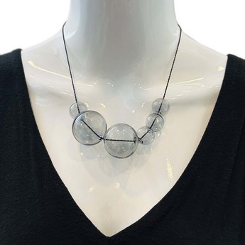 Orbits Necklace with Grey Glass Beads