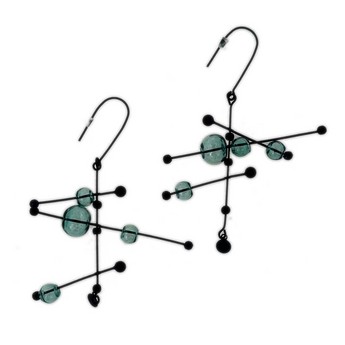Wander Earrings with Aqua Glass Beads