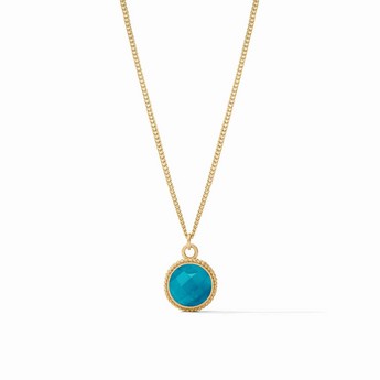 Fleur-de-Lis Solitaire Necklace in Iridescent London Blue