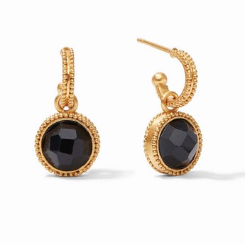 Fleur-de-Lis Hoop & Charm Earrings in Black