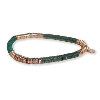 Emerald Green & Gold Stretch Bracelet