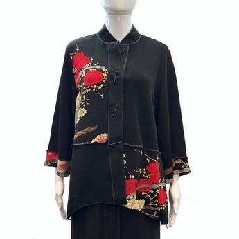 Black Jacket with Multi-Colored Flowers
