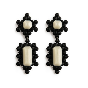 Stones Earrings in Black and Natural