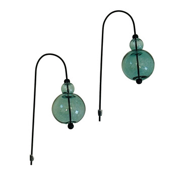 Mini Scoop Earrings with Aqua Glass
