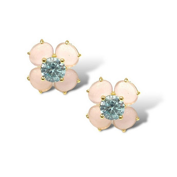 Thalia Flower Stud Earring in Rose Quartz