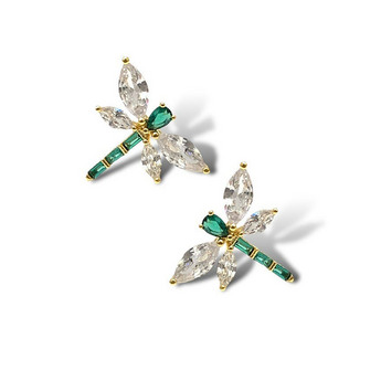 Dragonfly Stud Earrings in Emerald