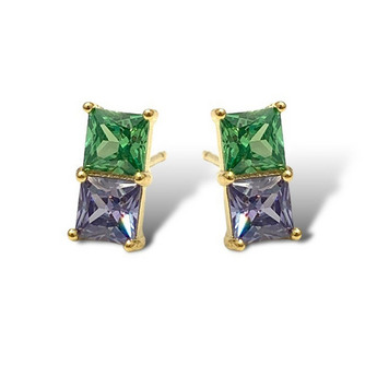 Aurora Stud Earrings in Green and Purple