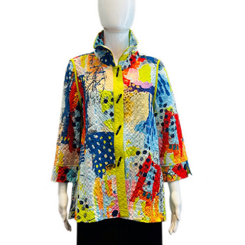 Multicolored Bright Jacket with Wire Neck
