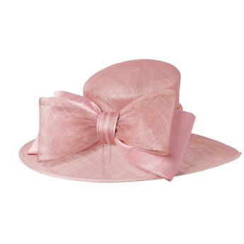 Pink Sinamay Hat with Silk Bow