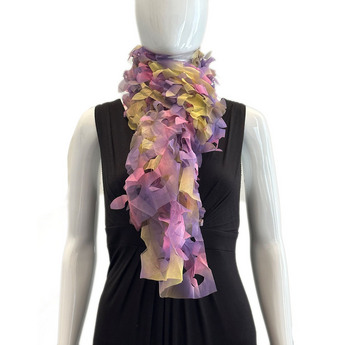 Sheer, Pierced Scarf in Purple and Blue