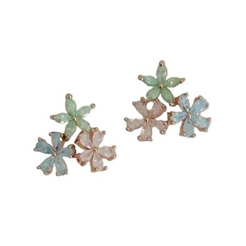 Mini Flowers Stud Earrings in Rose Gold Finish