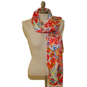 Red Satin Art Scarf