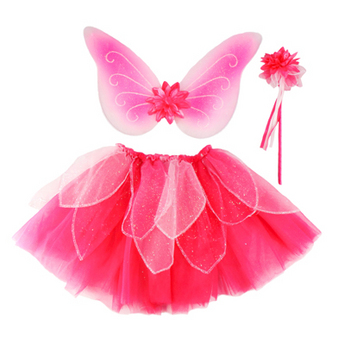 Fancy Flutter Fuchsia Skirt Wings And Wand Set