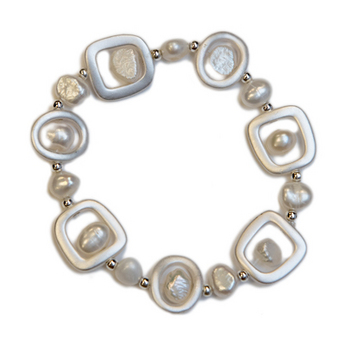 Silver Square & Pearl Bracelet