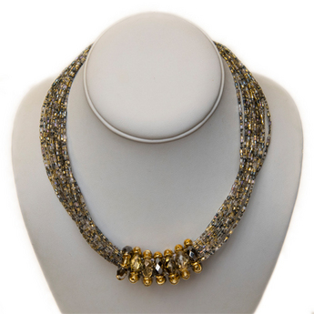 Grey/Gold Multistrand Necklace