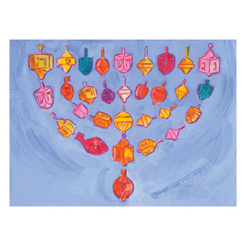 Dreidel Menorah Holiday Cards