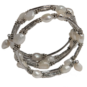 White Freshwater Pearl Wrap-Around Bracelet