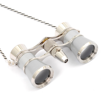 Silver Chain Opera Glasses With LED Reading Light