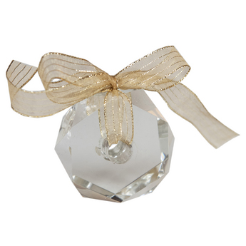 Sputnik Crystal Ornament With Large Flat Facets, Charm & Black Velvet Bag