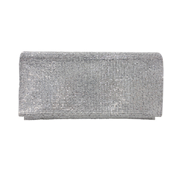  Silver Flap Clutch With Micro- Cut Crystals