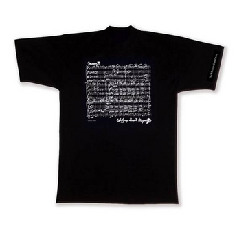 Mozart Musical Score Black T-Shirt With Met Logo