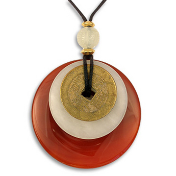 Carnelian & Qing Coin Bi-Disc Necklace