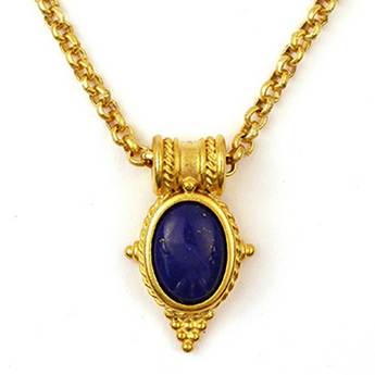 Egyptian Revival Necklace with Lapis Pendant