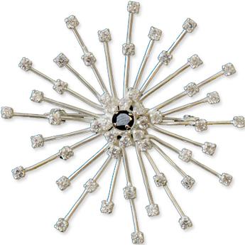 Sputnik Brooch With Onyx (2 ” Diameter)