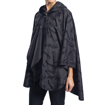 Musical Notes Black Velvet Reversible Rain Cape