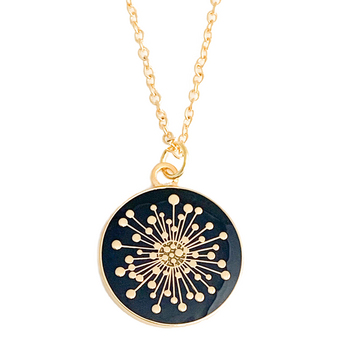 Sputnik Gold & Black Pendant Necklace