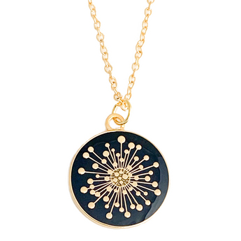  Sputnik Gold & Black Pendant Necklace