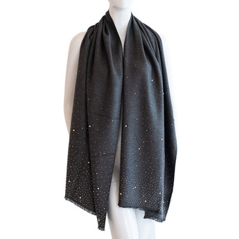 Charcoal Grey Pearl & Rhinestone Studded Scarf