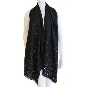 Black Pearl & Rhinestone Studded Scarf