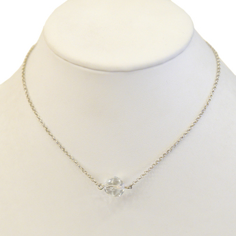 “Sputnik” Round Crystal & Sterling Silver Necklace (16” LONG)